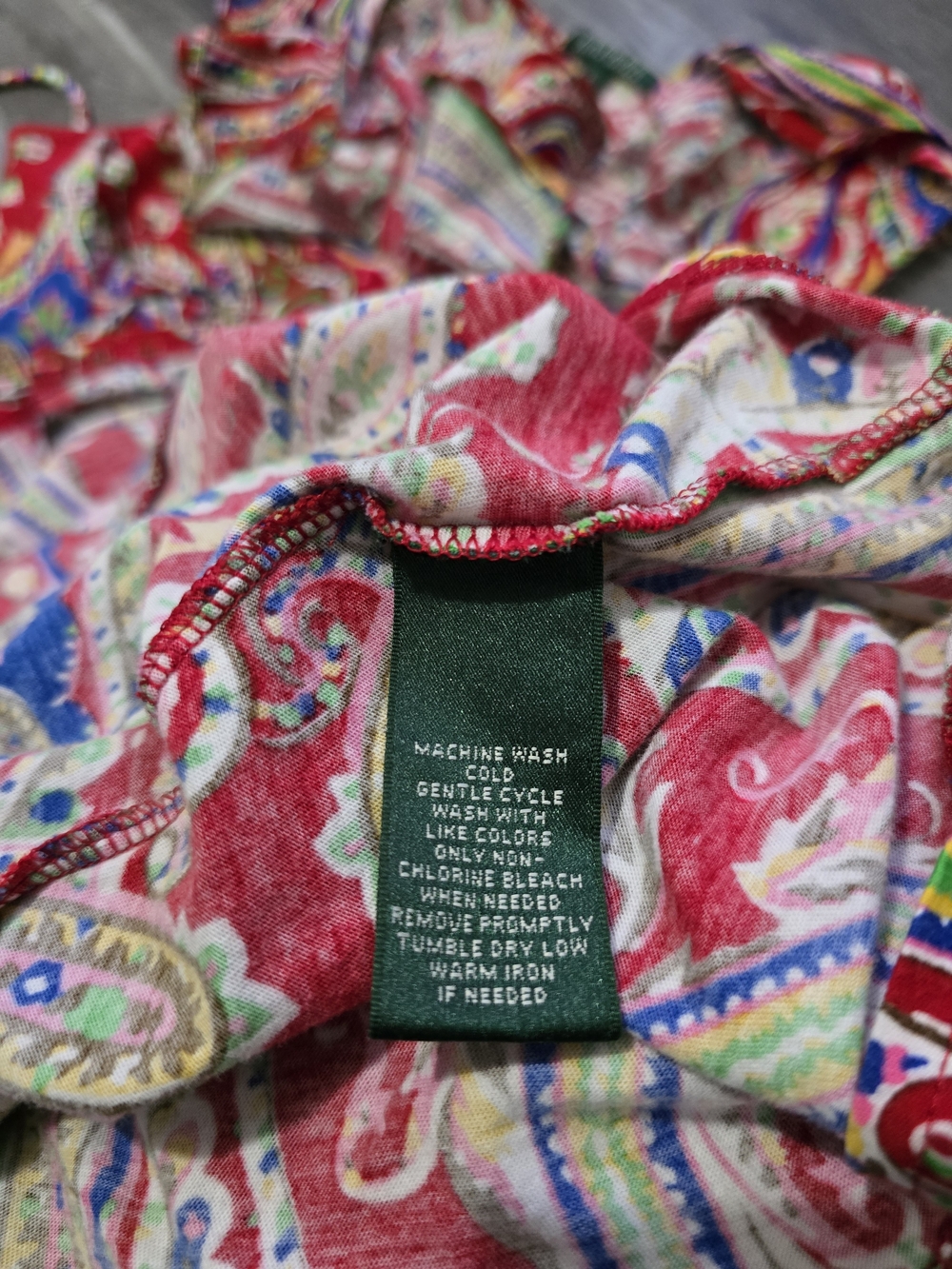 Lauren Ralph Lauren dress Size S Paisley Ruffled Collar Belted - Picture 8 of 9